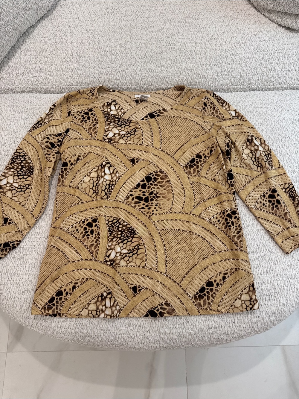 Chico’s Patterned Spandex Blend Women’s Top